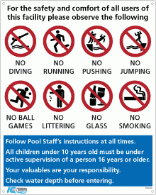Signs - Pool Rules Sign - A