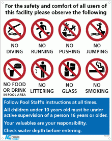 Signs - Pool Rules Sign - B