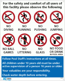 Signs - Pool Rules Sign - C