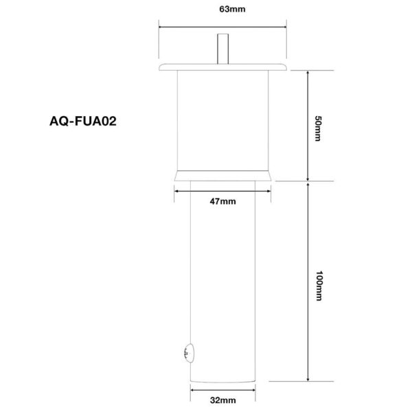 AQUEAS Flip Up Wall Anchor AQ-FUA02 Dimension - Aquachem