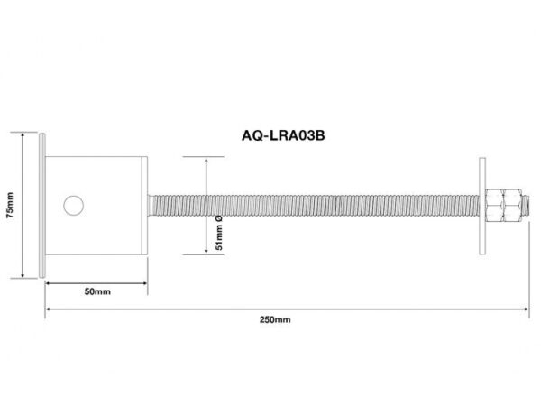 AQUEAS Lane Rope Square PlateRod Anchor Dimensions AQ-LRA03B - Aquachem